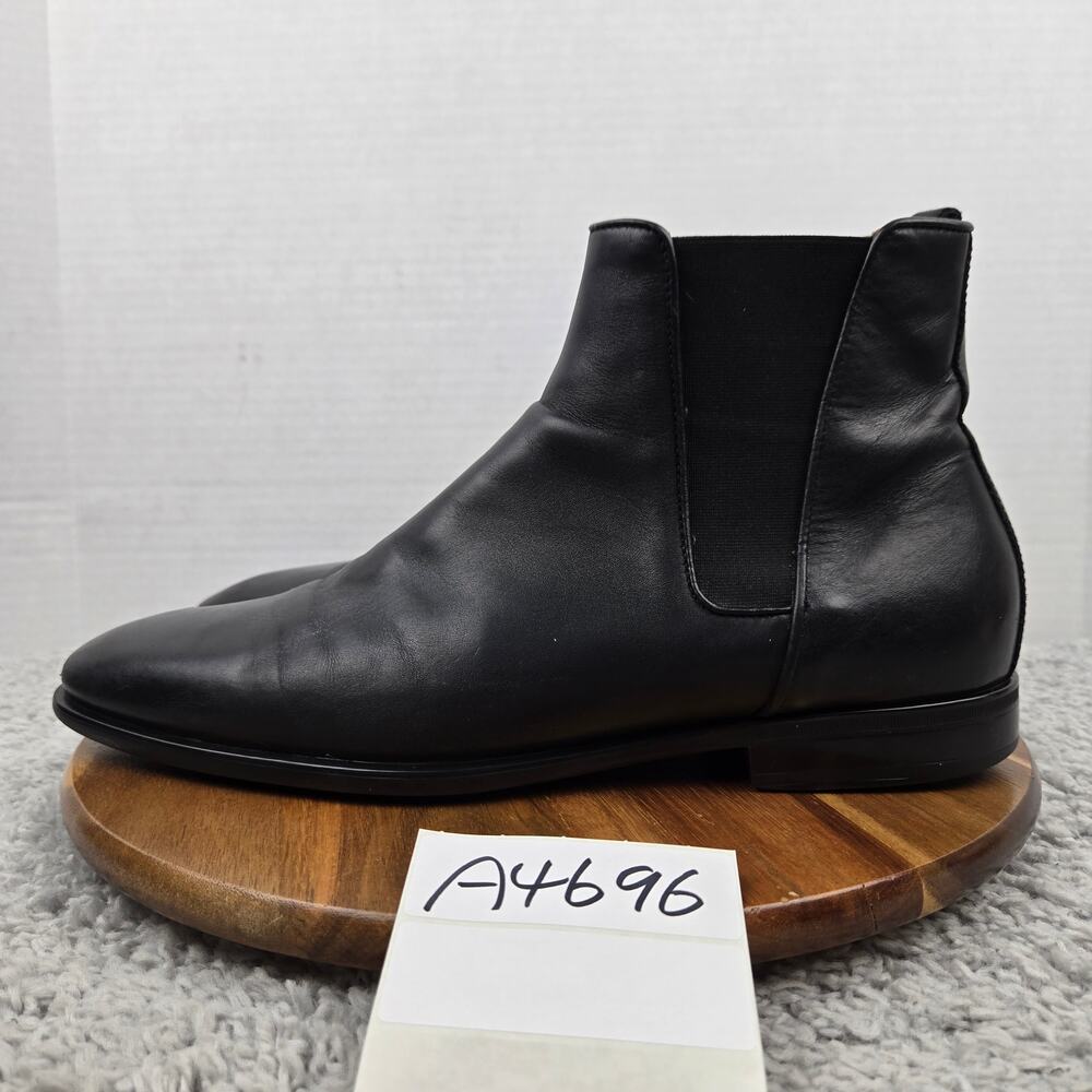 Aquatalia Mens 12 Black Leather Round Toe Casual Lifestyle Daily Chelsea Boots